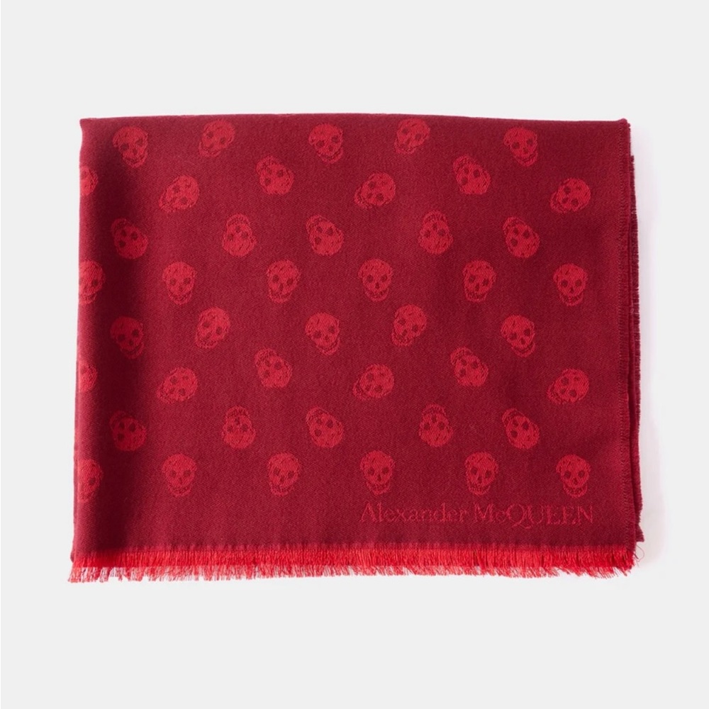 Alexander McQueenSkull-jacquard wool-blend scarf